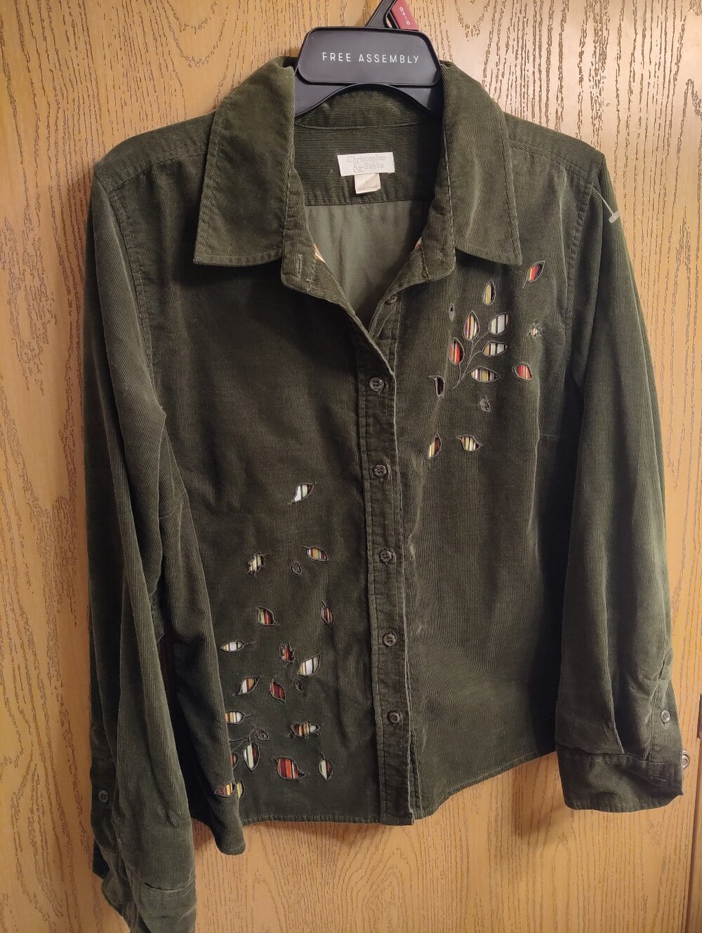 Christopher & Banks Olive Corduroy Shirt with Subtle Texture